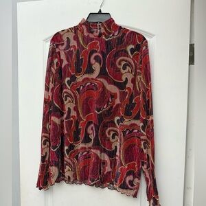 Chicos Red Sparkly Print Blouse